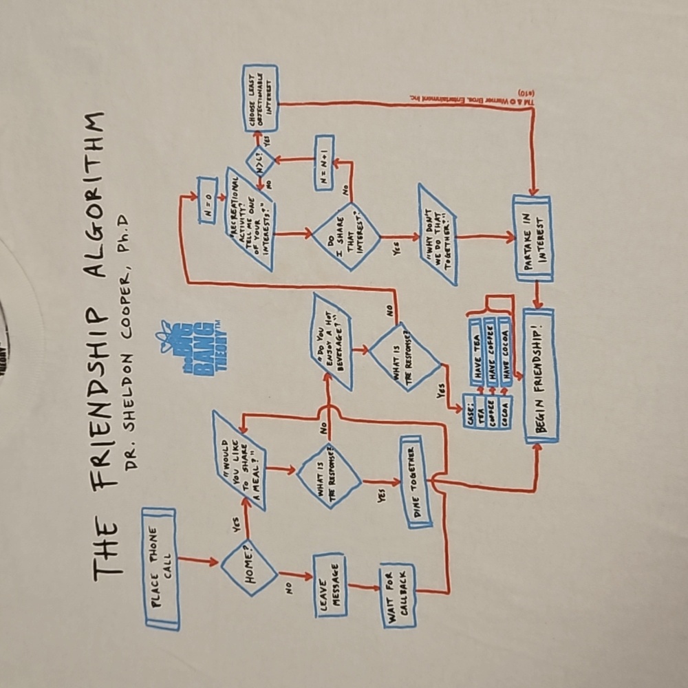 TBBT The Friendship Algorithm Dr. Sheldon Cooper PH.D tee Lg. Ripple Junction - Picture 7 of 8